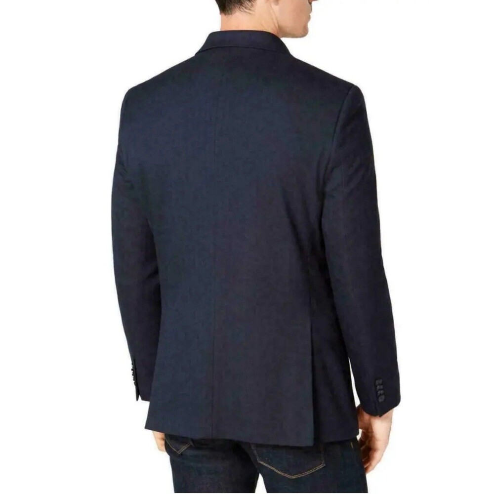 TOMMY HILFIGER Men's Modern-Fit TH Flex Navy Blue Herringbone Sport Coat 36S - Picture 2 of 7